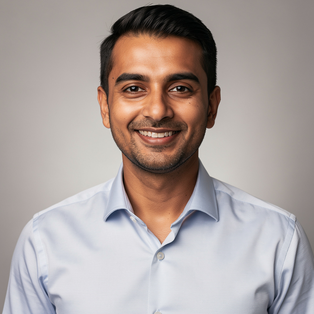 Portrait of a man executive producer smiling